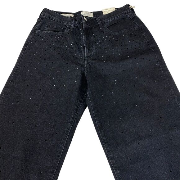 Universal Thread Jeans Womens 10 Black Beaded Comfort Stretch Mid Rise 90s Baggy - Picture 11 of 16